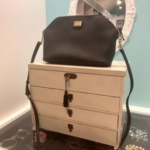 Calvin Klein black leather crossbody with gold details